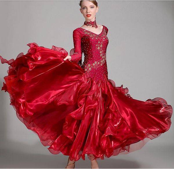 

new arrivalballroom dance competition dresses long sleeve lycra modern dance costume 7 colour, Black;red
