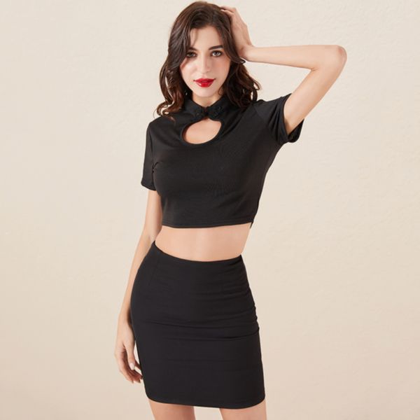 

китайский стиль casual черный женщины футболки с коротким рукавом harajuku crop top футболка выдалбливают sexy tee shirt summer, White