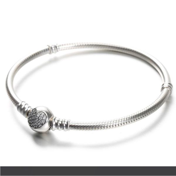 

100% стерлингового серебра 925 пробы женские браслеты белый cz микро проложили сердце браслет с коробкой для пандоры бусины европейские подв, Golden;silver