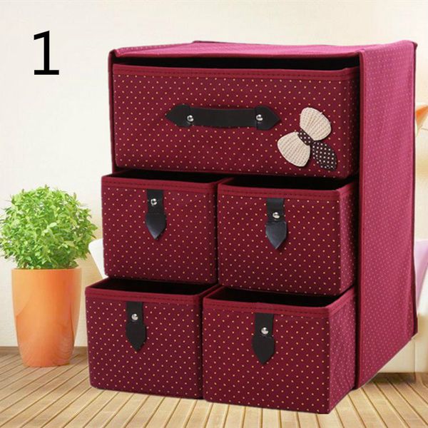 

non-woven three layer five drawer underwear classified storage box sundries container organizer
