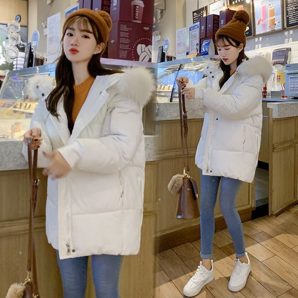 

and fall winter female down garments, korean version, large-collar loose student cotton clothes, fashion jacket, net red, Black