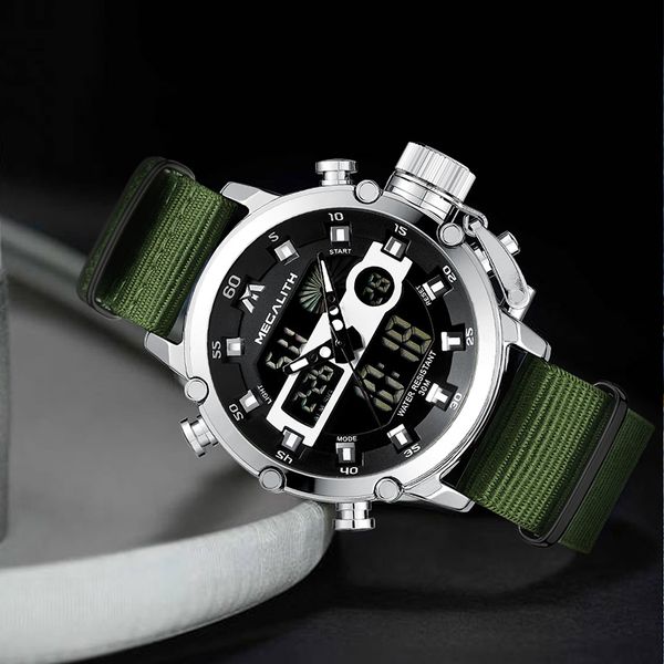 

megalith 2019 sport casual watches men luminous waterproof men luxury date led analog quartz watch clock relogio masculino, Slivery;brown