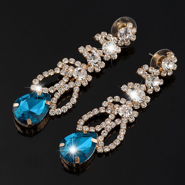 

diamond crystal earrings multicolor drip earrings eardrop optional, Golden