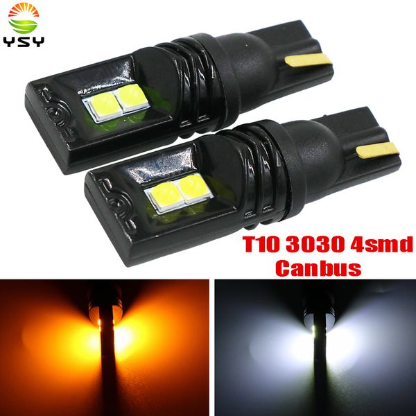 

ysy 30pcs new t10 led canbus 3030-4smd t10 w5w 194 168 car indicator lamp clearance lights universal 3w 12v w5w canbus led blue