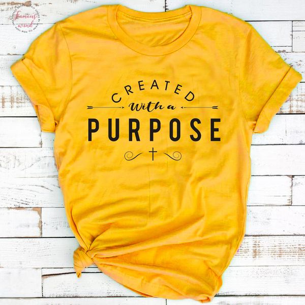 

created with a purpose cross christian t shirt stylish cotton tee casual bible verse clothing tumblr gift t shirts, White