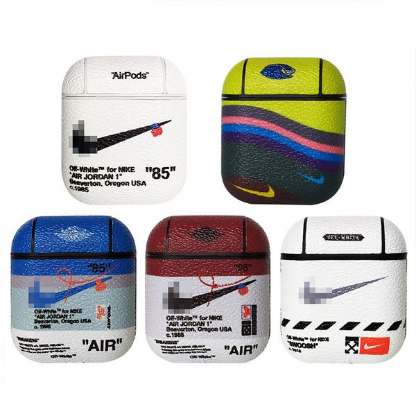 

Luxury ca e for iphone airpod 2 1 ca e nik brand pu leather earphone protector protective cover with hook cla p keychain anti lo t