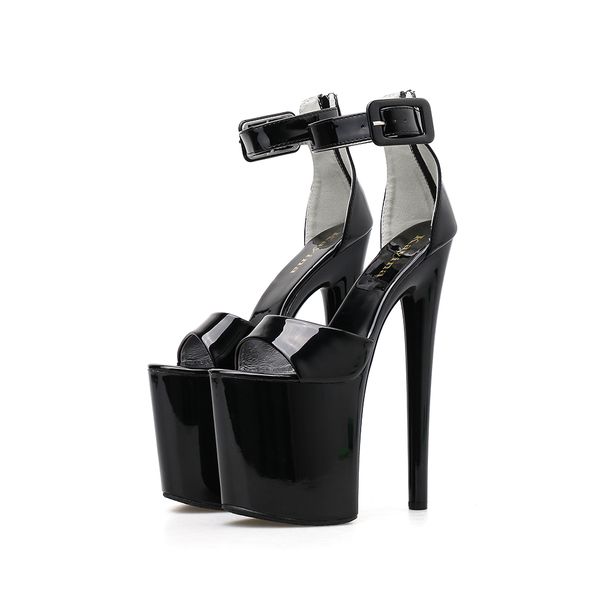 

2020 new 20cm super high heel women sandals ankle strap high platform catwalk model stage show shoes for women's shoes, Black