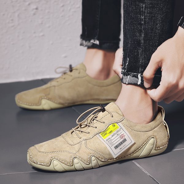 

big size 38-47 new fashion men loafers men shoes fashion casual male shoes lace up leather leather flats, Black
