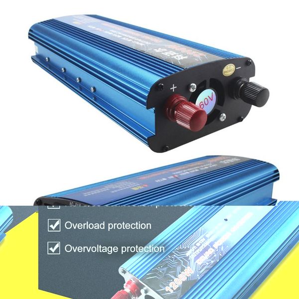 

car solar inverter dc 12v 24v 48v 60v to ac 220v 1200w inverter voltage transformer converter with usb led display