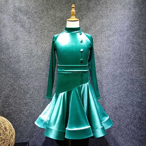 

дети латынь платье девушки стандартный конкурс dance одежда танцы экзамен одежда девушка с длинным рукавом платье румба chacha юбка новая, Black;red