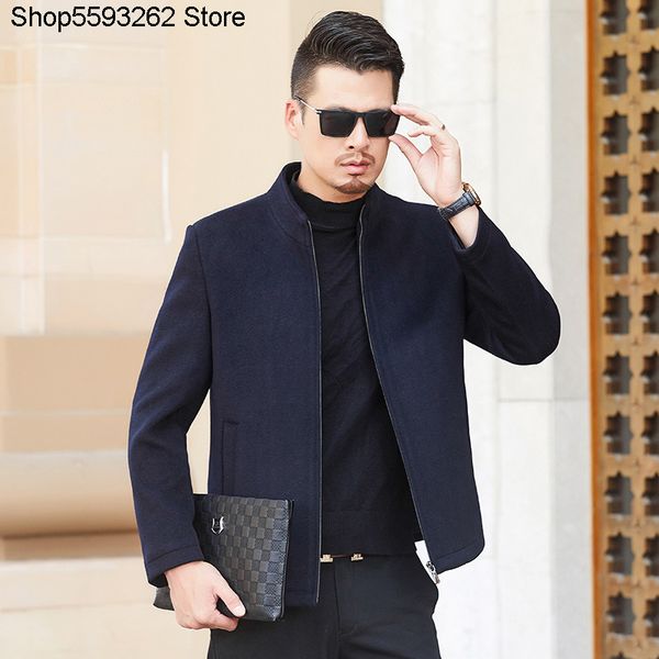 

кашемир куртки мужчины среднего возраста сохранить теплые шерстяные пальто бизнеса-2020 папа назначил воротник шерстяной жакет, Black