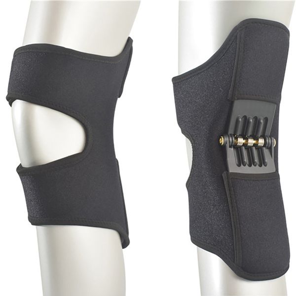 

1 pair non-slip joint support knee pads breathable powerful rebound spring force sports knee, Black;gray