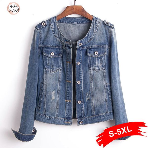 

размер джинсы куртка plus круглым воротом 4xl 5xl женщины light bomber short solid джинсовые куртки с длинным рукавом jaqueta вскользь пальт, Black;brown