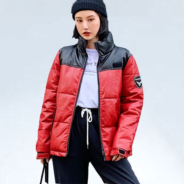 

winter jacket women plus size 2xl casual female coat 2019 fashion epaulet leather pu down cotton padded jacket short parka mujer, Black