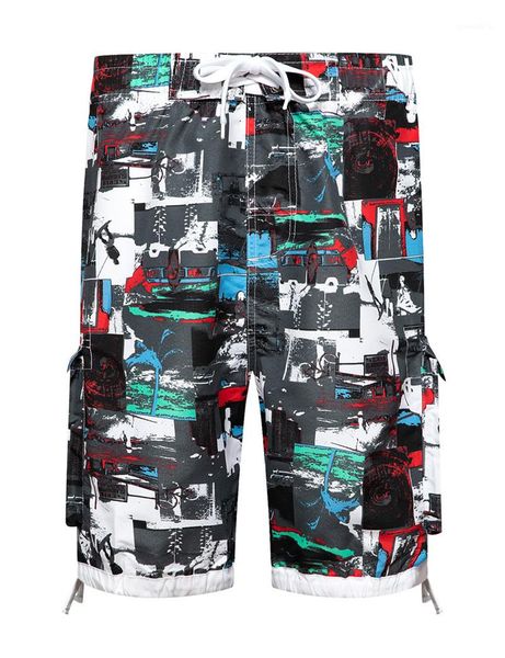 

regular pants mens print knee length shorts fashion elastic waist straight pants mens sport relaxed mid, White;black