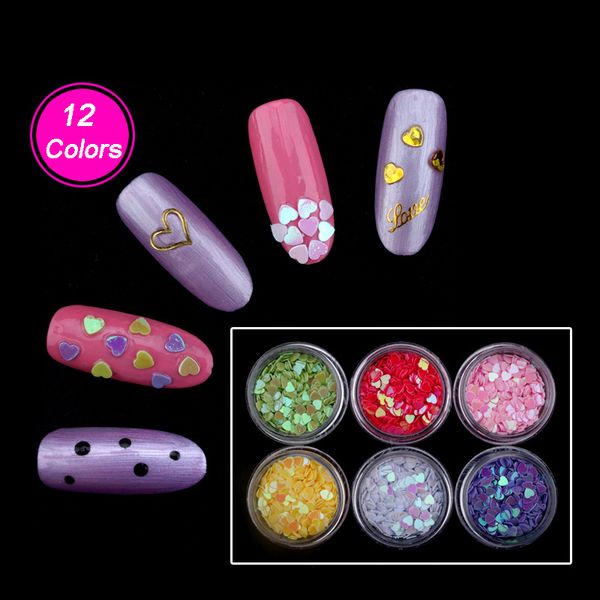 

1pc nail art laser love sequins heart nail sticker magic color sequins eye makeup flash manicure diy jewelry glitter flakes, Silver;gold