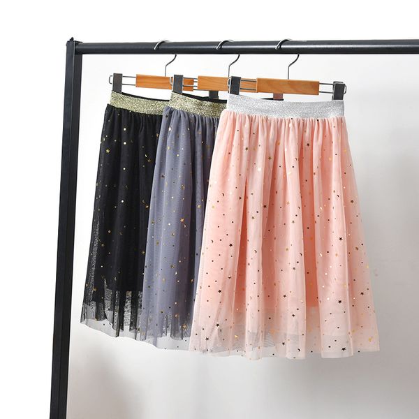 

2 3 4 6 8 10 12 yrs baby girl sequin star pattern tulle long skirt fashion Children princess cute skirts summer big girl clothes