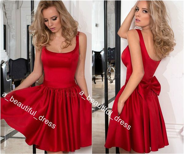 

homecoming dresses 2020 short satin plus size o-neck graduation dressfor girl sleeveless simple vestido de formatura, Blue;pink