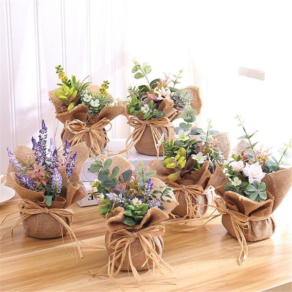 

classic creative artificial plants floral flower silk wedding party bouquet home decor with pot l garden decor
