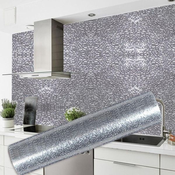 

kitchen wall stove aluminum foil oilproof stickers anti fouling high temperature self adhesive wallpaper wall sticker 40*100 cm
