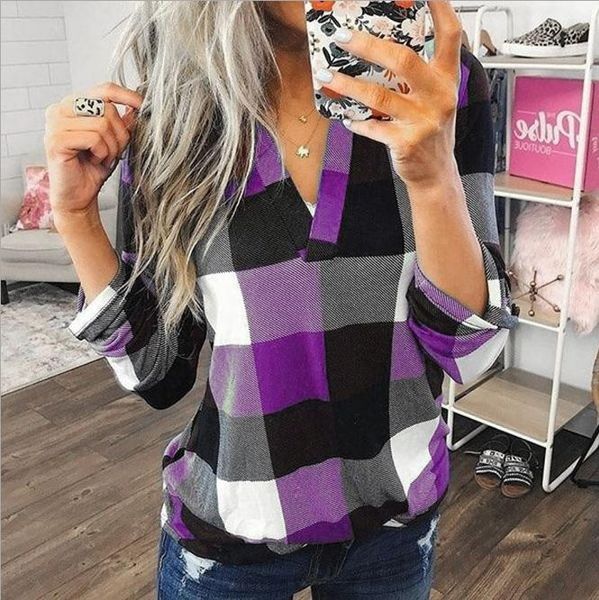 

women's blouses shirts violet chemise femme ladies new pattern v collar lattice printing leisure time long sleeves shirt jacket, White