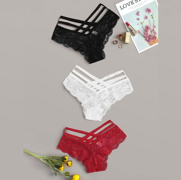 

panties women lace low-rise briefs female underwear ladies lingerie t-pants cross strap bandage women g-string thong, Black;pink