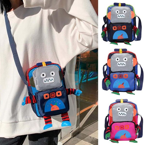 

bags for women fashion canvas robot coin purse shoulder handbag messenger casual bags bolsos para mujer