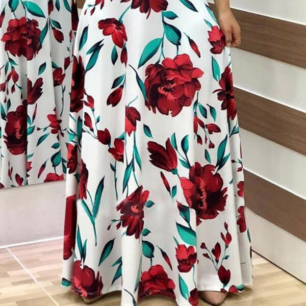

women maxi short sleeve dress floral print round neck sundress cocktail evening, Black;gray