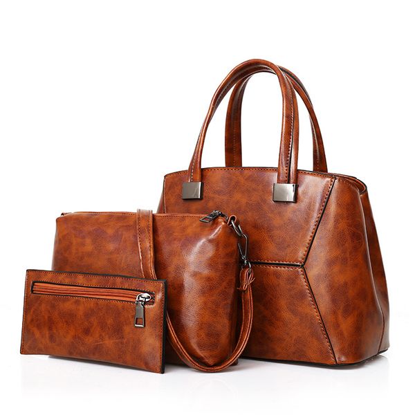 

2019 new jiulin high-quality european and american fashion stitching shoulder slung portable three-piece mother bag women bag