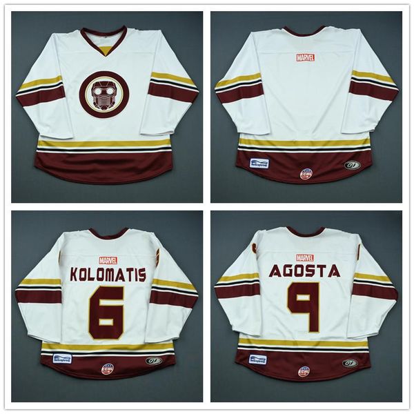 

custom manchester monarchs 2019 marvel super hero hockey jerseys david kolomatis chris carlisle justin agosta stitched any name your number, Black