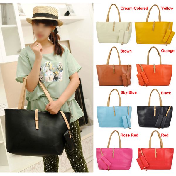 

ladies girl hobo pu leather tote shoulder bag handbag - rose red