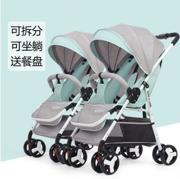 

twin stroller double stroller lightweight high landscape aluminum comfortable travel umbrella can sit and lie down