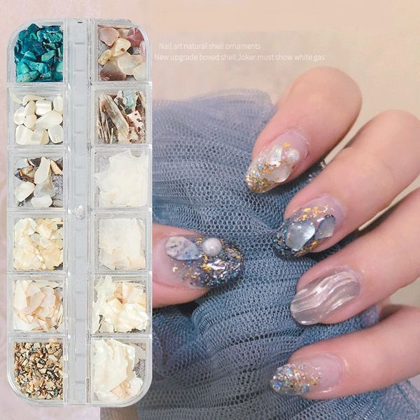 

manicure jewelry semi-circular pearl sequins natural shellfish abalone slices high shine manicure jewelry set nail art decoration charm gem, Silver;gold