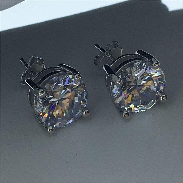 

tennis earring 925 sterling silver diamond cz engagement wedding stud earrings for women men party gift, Golden;silver