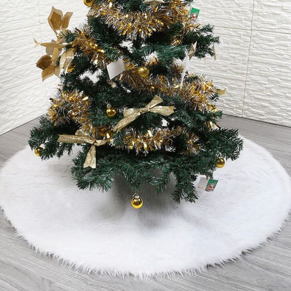 

48 inch white plush christmas tree skirts fur carpet merry christmas decoration new year xmas party holiday decoration 72xf