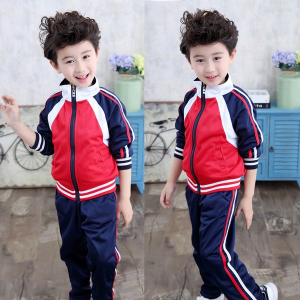 

kindergarten suit spring and autumn young student's school uniform winter set children business attire games group clothes red a, White