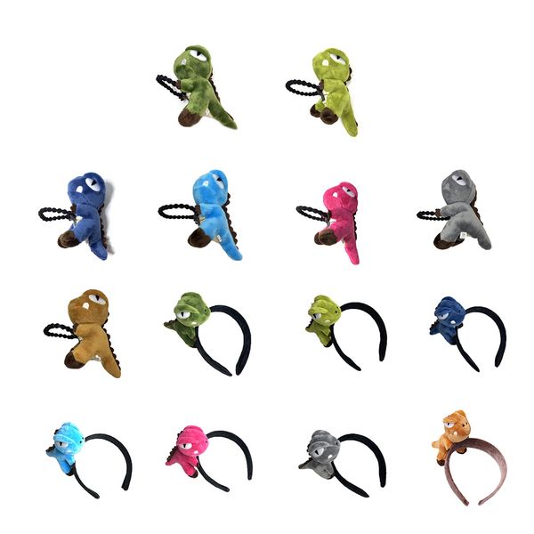 

girls cute big 3d cartoon dinosaur plush hair rope toy bamboo board rubber decorative band ponytail holder p props