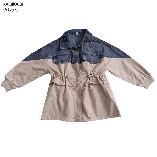 

2019 new children spring denim jackets brand girls shrink waist clothes autumn wind proof soft outwear for kids teenager, Blue;gray