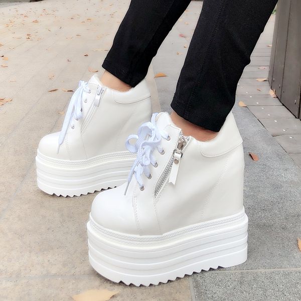 

14 cm wedge heel and thick bottom roman shoes women's boots increased high heel casual women's shoes, Black