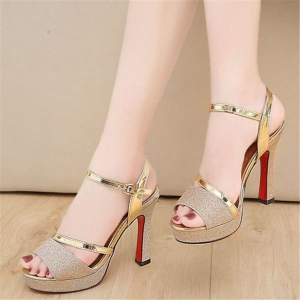 

summer women's sandals new waterproof platform fish mouth wild stiletto high heel women shoes platform sandals sandalias mujer, Black