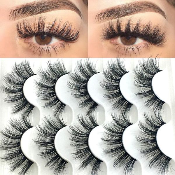 

5 pairs/pack 6d faux mink hair false eyelashes natural thick long eye lashes wispy makeup beauty multilayers extension tools