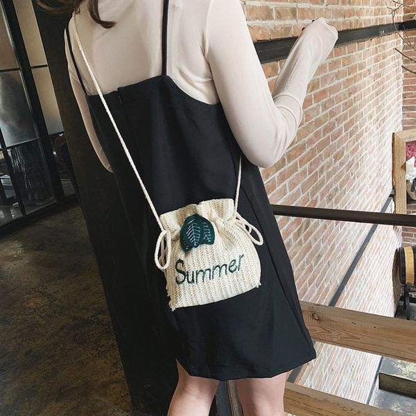 

summer beach women's woven bag handmade shoulder bag rattan tote purse handbags inclined shoulder khaki