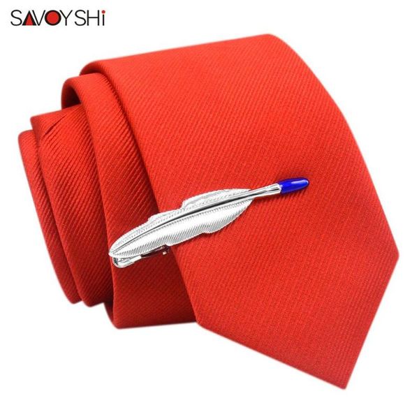 

savoyshi fashion silver color feather tie clip for gentleman necktie clamp clasp wedding tie pin accessories brand jewelry, Silver;golden