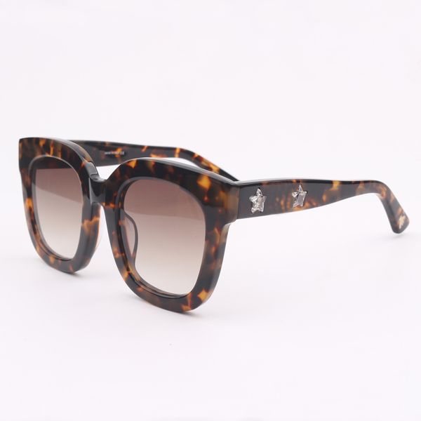 

2020 brand tortoiseshell effect cat eye sunglasses women fashion square chunky women eye wear with clear star with original box, White;black