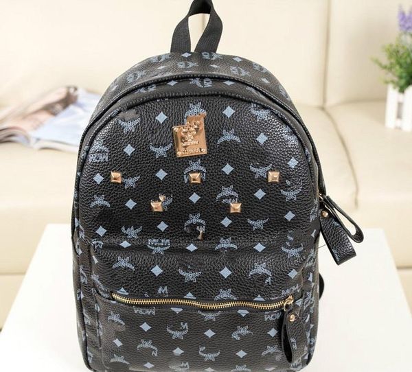 

selling explosive lady bag classic letter design m mcm m backpack large capacity, Black