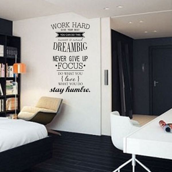 

removable work hard dream big quote wall sticker for home decor