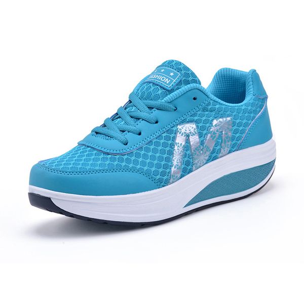 Venda Quente-Fitness Shoes Mulheres Desporto para Mulheres Balanço Cunhas Plataforma Mujer Tenis Tenis Feminino Toning Tons