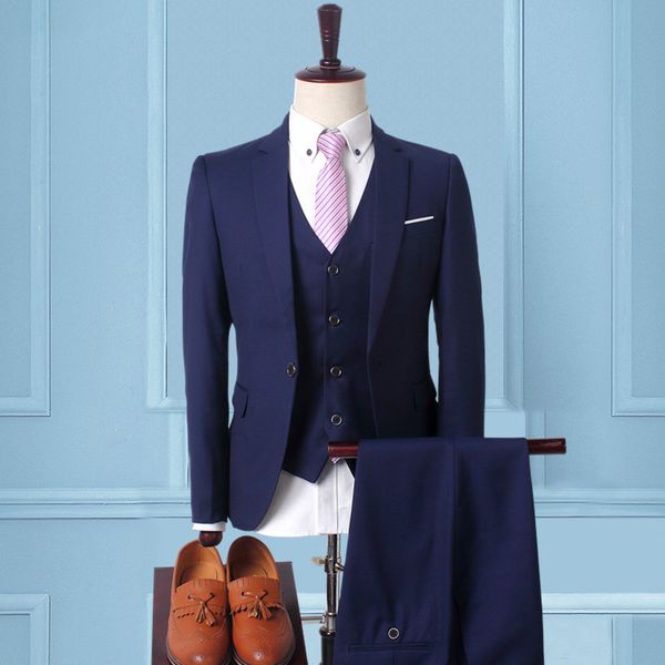 

men's stylish 3 piece business dress suit classic fit formal jacket vest pants party wedding suits for men, White;black
