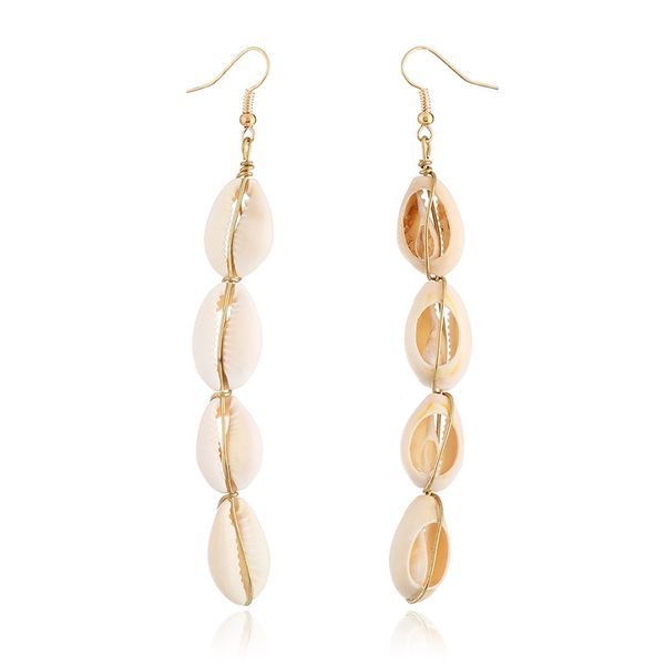 

european and american fashion ocean wind jewelry long shell conch earrings earrings earrings, Golden