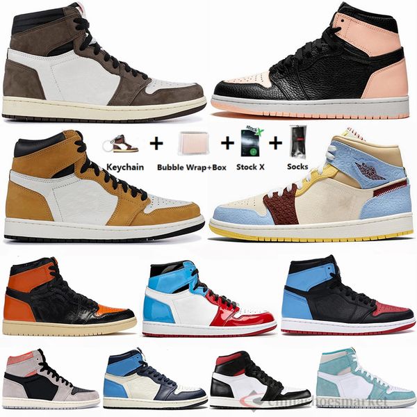 

2020 box stock x travis scotts bloodline fearless 1s mens basketball shoes 1 unc obsidian banned crimson tint power blue designer sneakers